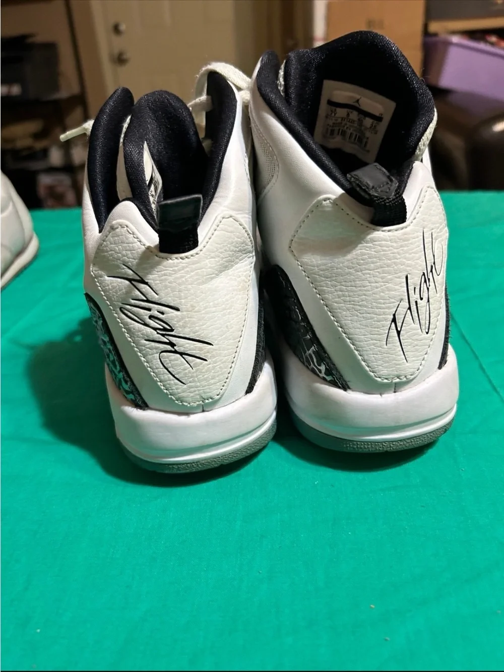 Jordan High Top Sneakers - White with Light Blue Accents